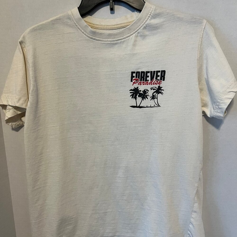 Young & Reckless Men's short sleeve T-Shirt. Cream colored Size S 20"W 24"L